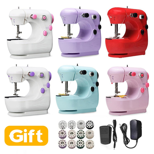 6 Colors Mini Portable Handheld Sewing Machines Household Multifunctional  Clothes Fabrics Electric Sewing Machine With Adjustable Double Speed  Lighting Lamp And Thread Cutter